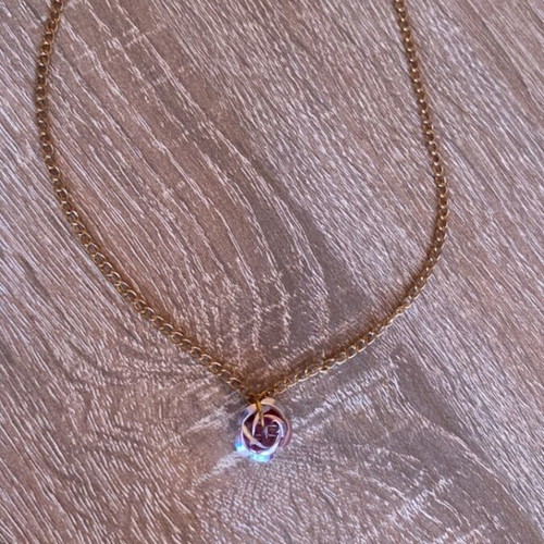 Choker necklace handmade with purple metal flower and rose gold details