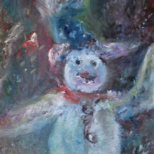 Authentic modern oil painting fresco clown used
