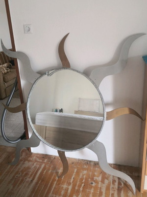 Handmade metal mirror 2m unique industrial sunburst design like new