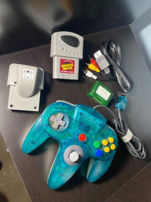 Nintendo 64 πακέτο μεταχειρισμένο με controller, Rumble 2in1, Shock wave, memory card, καλώδιο εικόνας
