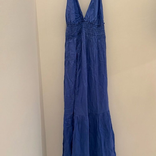 Dress long blue tied at neck used, size M 38 10