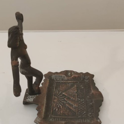 Vintage Brass Ashtray Egyptian Revival with Dancer Figurine, like new
