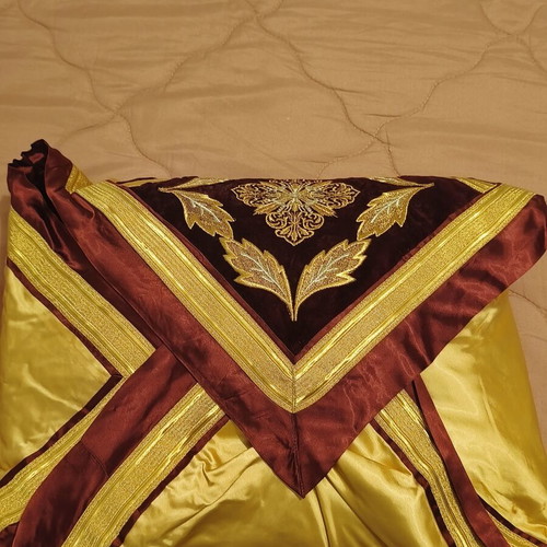 Handmade Gold-Embroidered Luxury Liturgical Vestment Set like new