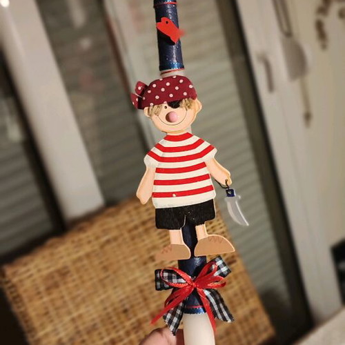 Lambada Easter candle with wooden pirate and box, new
