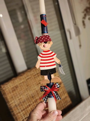 Lambada Easter candle with wooden pirate and box, new