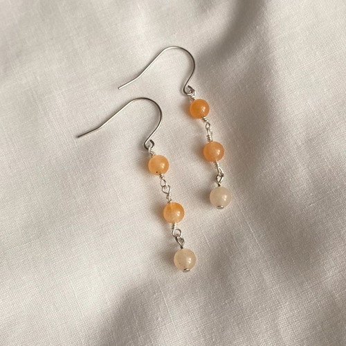 Handmade silver-plated boho earrings with orange aventurine beads