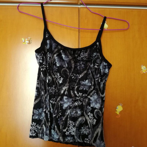 Velour women's tank top with embossed floral patterns, black grey white