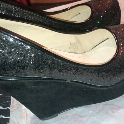 Migato platforms new, black with glitter and velvet, size 39