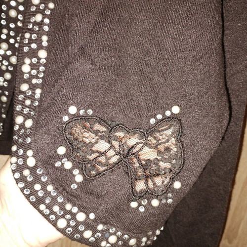 Bolero with crystals and lace butterflies like new, brown