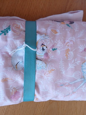 Handmade baby blanket double-sided with 100% cotton and soft pink velour