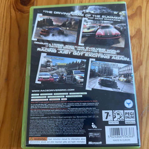 Racedriver Grid Xbox 360 game like new