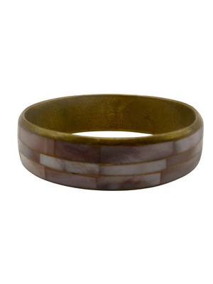 Vintage copper bracelet with purple mother-of-pearl inlay like new