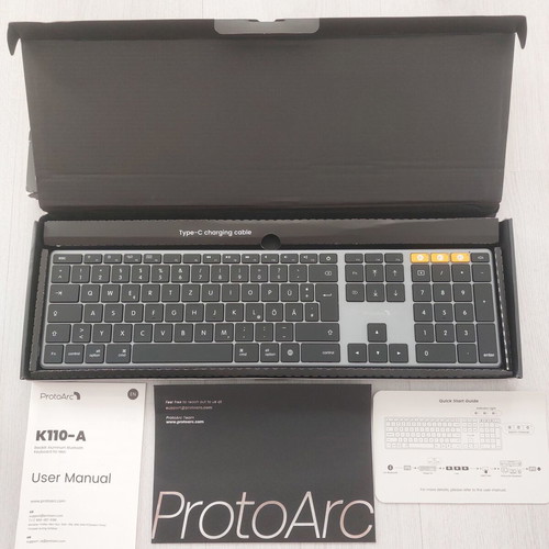 ProtoArc K110-A Aluminum Bluetooth Keyboard new with LED for Mac iPad