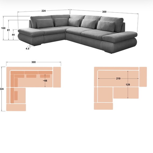 Corner sofa bed new with storage space