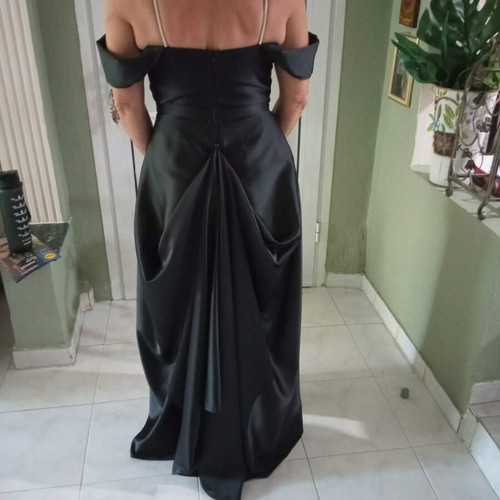 Black satin evening dress, size XXL