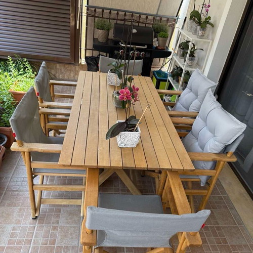 Dining table with six chairs like new, wood, 1.60x0.80 m