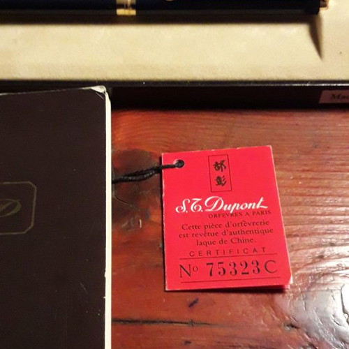 S.T DUPONT 18k GOLD NAVY BLUE VINTAGE LAQUE deCHINE