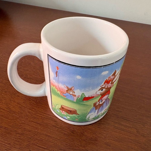 Vintage children's ceramic mug with Easter theme like new