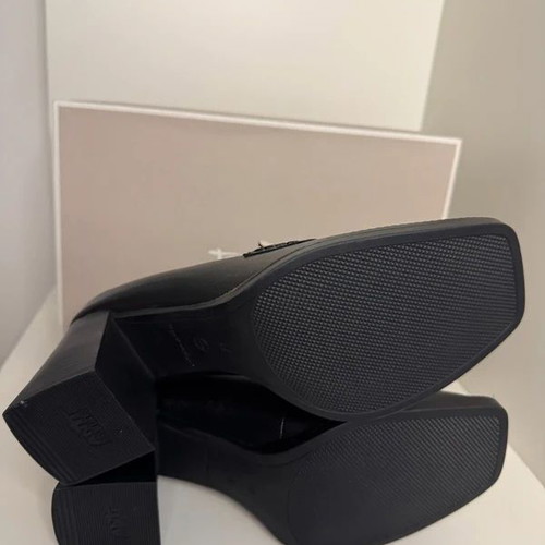 Tamaris loafer heels new, two-tone, genuine leather, 7cm heel