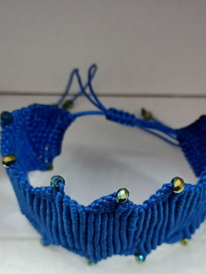 Macrame zig-zag bracelet new blue handmade adjustable