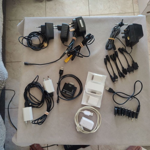 Bundle of telephony chargers and adaptors used