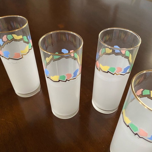 Pierre Cardin vintage glasses set of 4, new with gold details