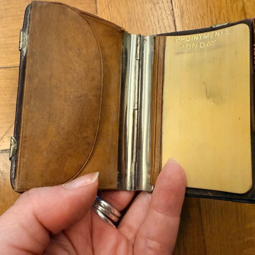 Vintage aide-mémoire used with pencil and leather case