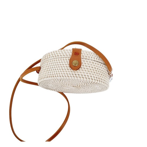 Rattan shoulder bag beige with red new