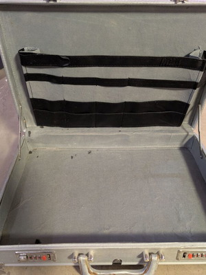 Briefcase used with double combination locks, gray, 45x10x33 cm