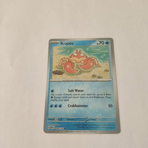 Pokemon card Krabby reverse holo in very good condition