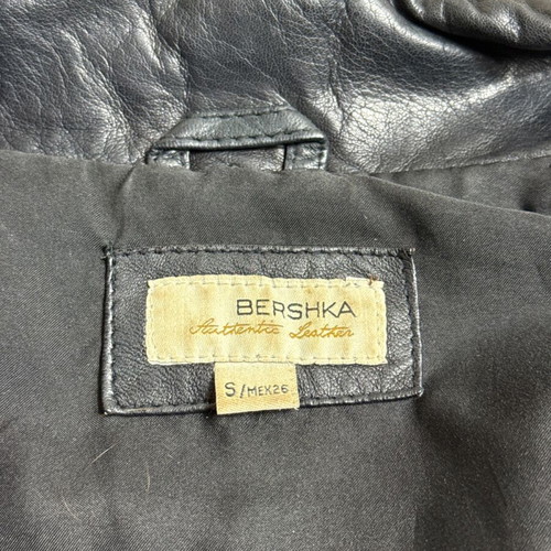 Bershka authentic leather jacket black, size S, like new