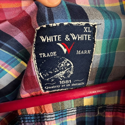 White & White plaid men's shirt XL like new, multicolor