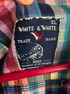 White & White plaid men's shirt XL like new, multicolor