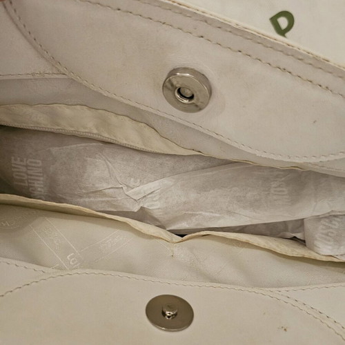Longchamp leather tote bag used, white color