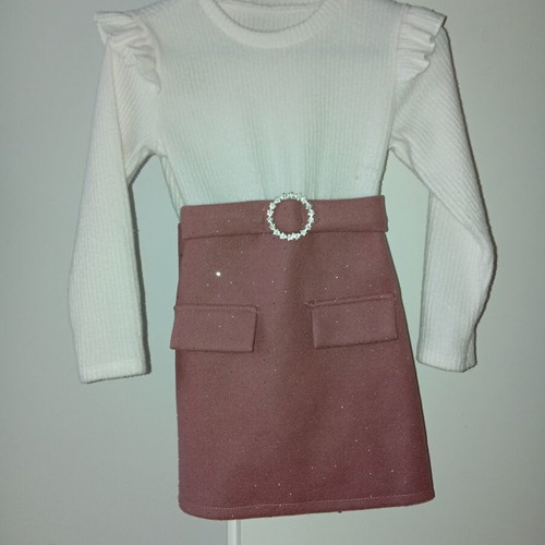 Girls' dress white-pink with glitter and strass details like new