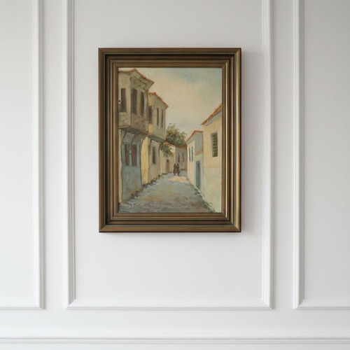 Serfos Signed Oil Painting Greek Alley Landscape