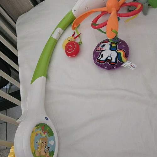 Chicco crib mobile like new with plush animals