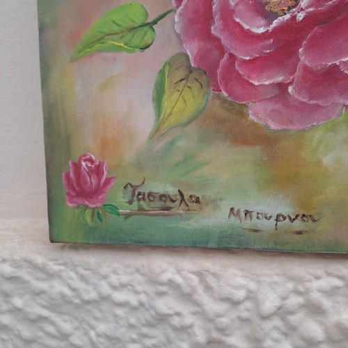 Oil painting canvas 100x66 cm Roses like new