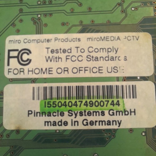 MiroMEDIA PCTV TV card used, retro Pinnacle Systems