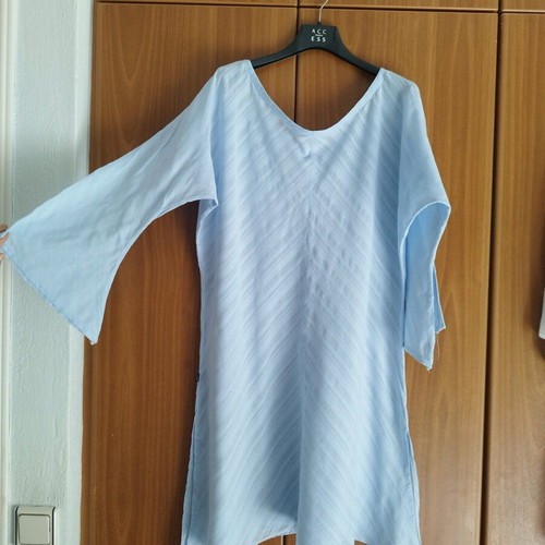 Caftan dress used 100% cotton baby blue one size