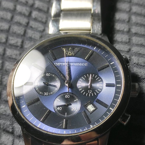 Emporio Armani wristwatch used, blue and silver