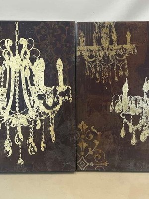Set of 2 canvas prints with aluminum foil chandelier theme 60x60 used