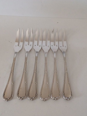 Christofle Rubans Vintage Silver-Plated Oyster Forks Set of 6 like new