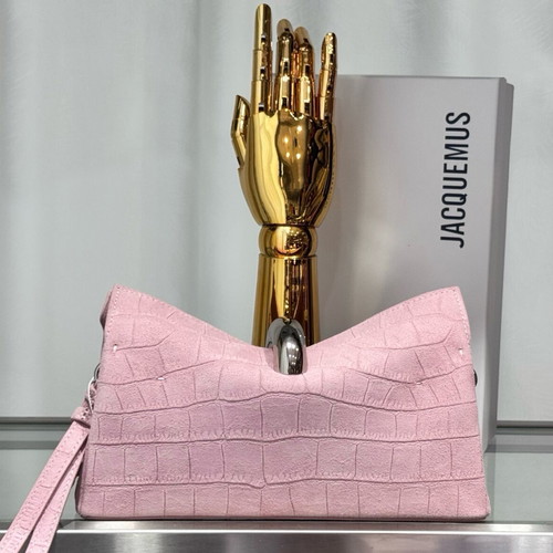 Jacquemus The Valerie clutch bag, pink and gold leather