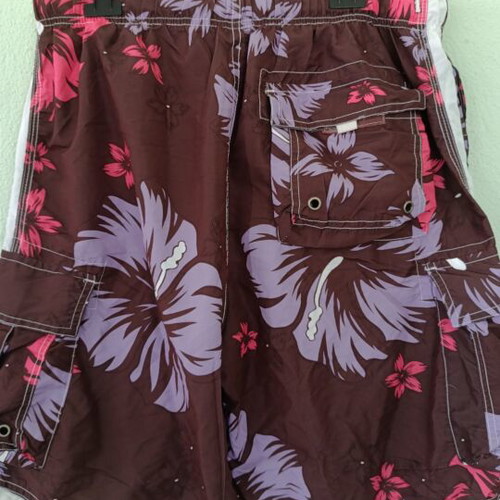 Men's Swim Shorts Bermuda with Tropical Floral Design, New, Size L