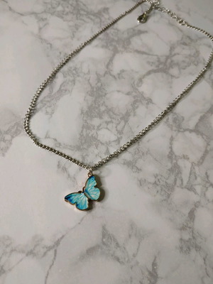 Silver necklace with butterfly new