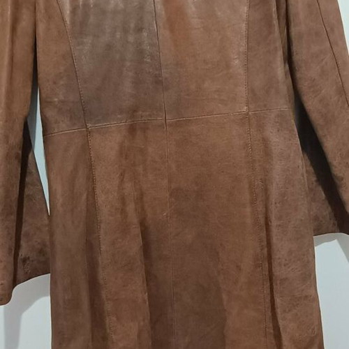Leather coat, brown, size M, feminine cut