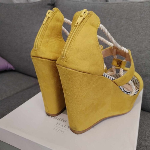 Yellow platform sandals size 40