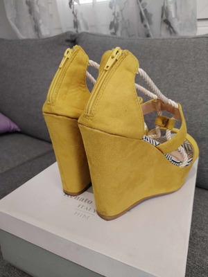 Yellow platform sandals size 40