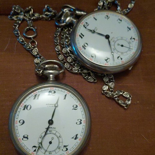 Aramis pocket watches like new, 12 rubies × 2, mechanical